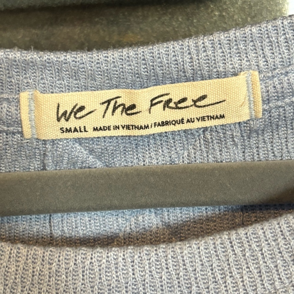 We The Free Free People Blue Ribbed Long Sleeve Top Size Small - Picture 4 of 7